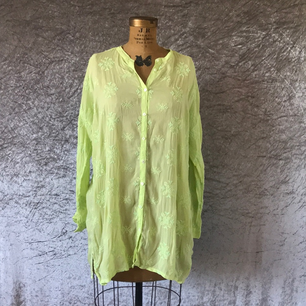 SOLD ON EBAY Johnny Was size small green blouse